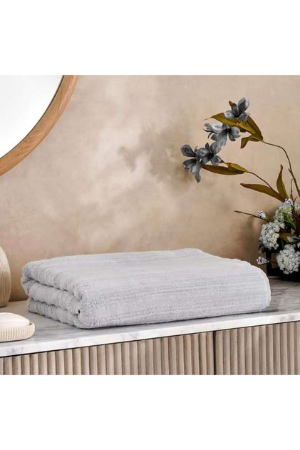 Ribbed Zero Twist Bath Sheet 90x150cm - Grey