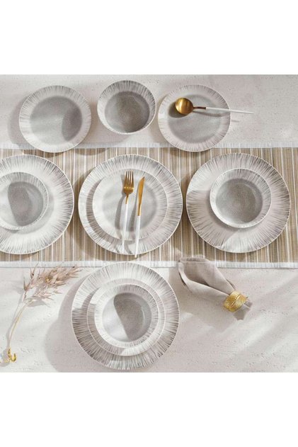 Axton 12-piece Porcelain Dinner Set -white & Grey