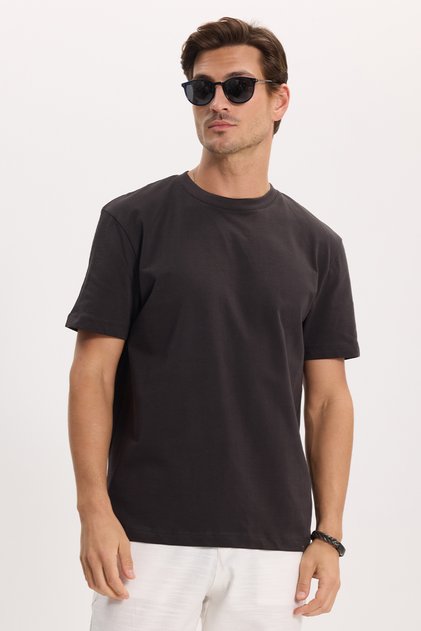 Unisex Regular Fit Comfortable Cut 100% Cotton Crew Neck Brown T-Shirt
