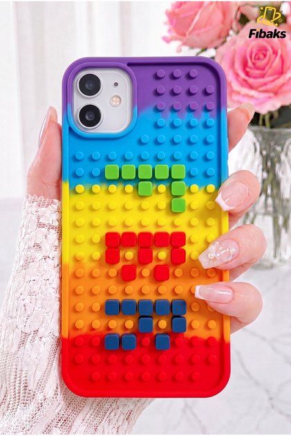 iPhone 11 Kılıf Renkli Yapboz Parçalı Kamera Korumalı Silikon Kapak Lego