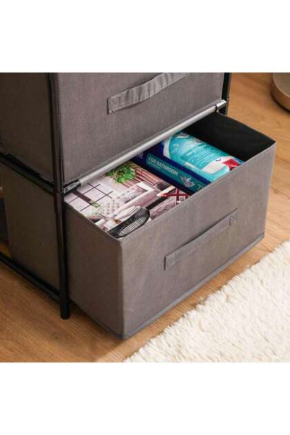 Olive 3 Drawer Storage Cabinet 40x30x68cm - Grey