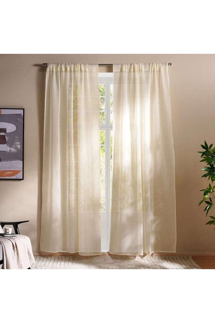 Hailey Sheer 2 Piece Curtain Set 135x240cm - Beige