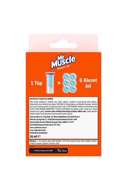 Mr. Muscle Klozet Jel Blok, Tuvalet Temizleyici, Marine, 36g