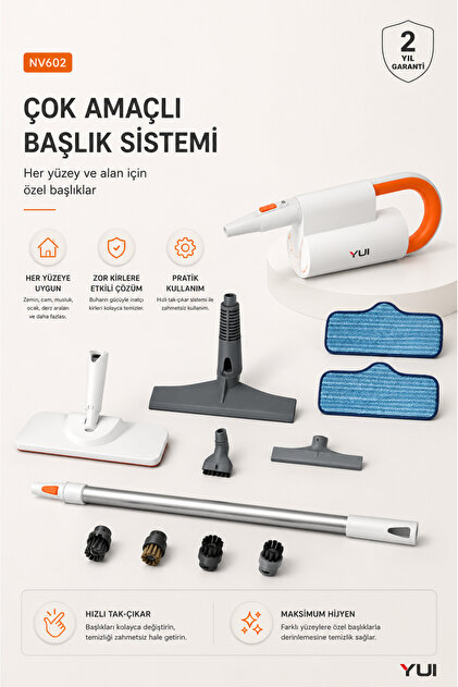 Yui Buharlı Temizleyici Nv602 6 in 1 Çok Fonksiyonlu Buharlı
