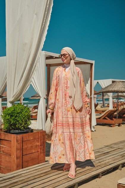 Women's Ethnic Bohemian Pattern Dress Orange