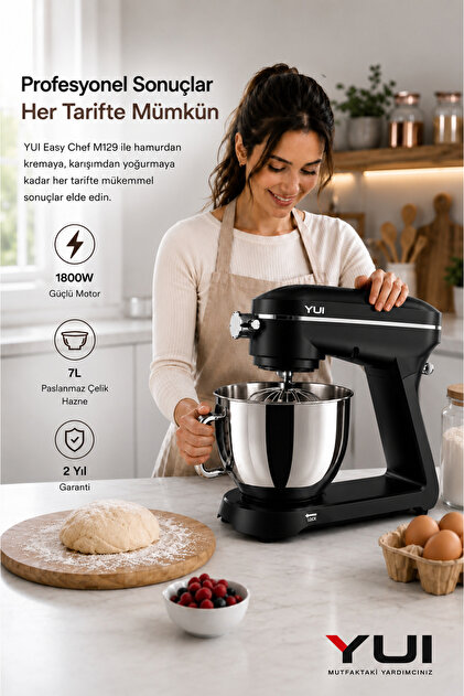 Yui Easy Chef M129 1800W Stand Mikser 7L Pres Döküm Metal Hamur