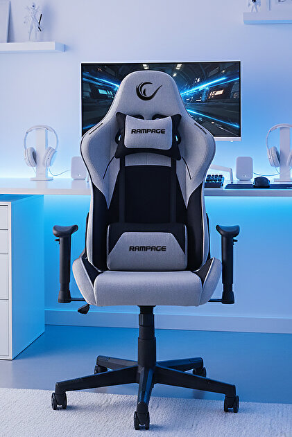 Rampage Üst Seviye Terletmez Kumaş Gri/Siyah Gaming Oyuncu Koltuğu