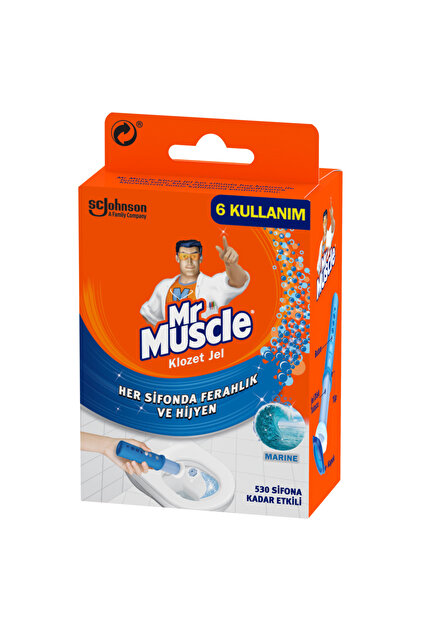 Mr. Muscle Klozet Jel Blok, Tuvalet Temizleyici, Marine, 36g