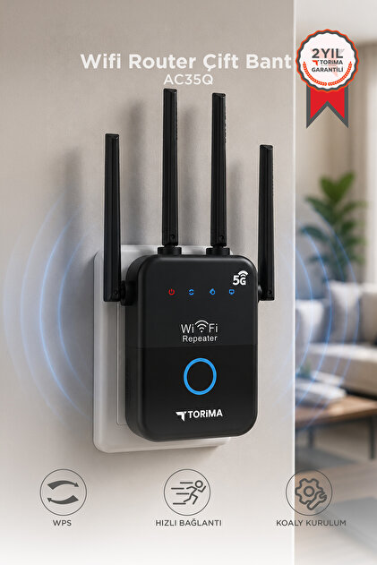 Smart WiFi Router 黒 Torima Wifi Router Çift Bant 1600Mbps 4 Anten Yüksek Hızlı AC35Q