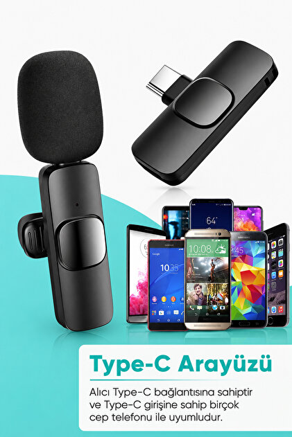 Torima Mini Yaka Mikrofonu Type-C 2 Adet Taşınabilir Mikrofon K9