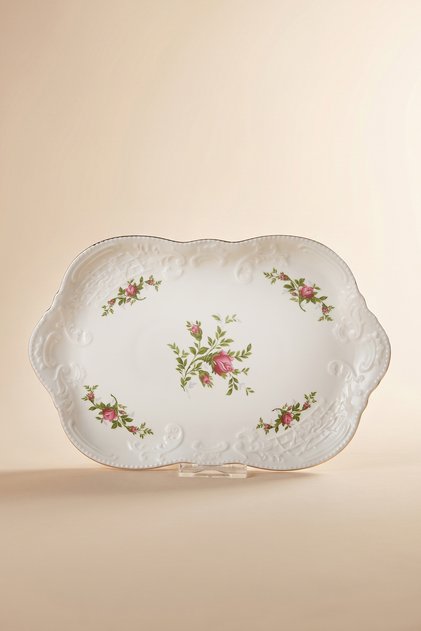 Vintage Rose Boat Plate 30 cm Cream
