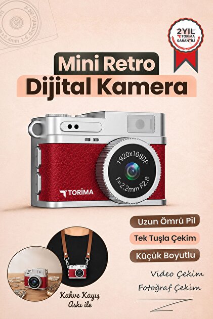 Torima Mini Dijital Kamera Selfie Video Mini Vlog Kamerası 1080P