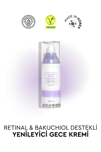 Bakuchiol Retinal Night Cream 30gr - Yenileyici & Kırışıklık Karşıtı Gece Kremi