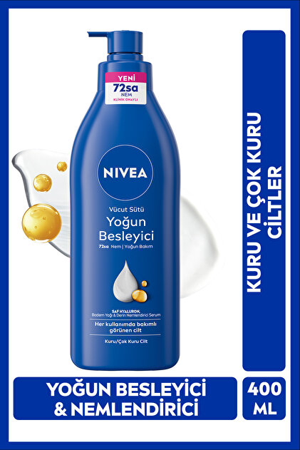 NIVEA Yoğun Besleyici Vücut Sütü 400 ml, 72 Saat Nemlendirici ...