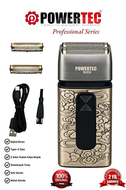 TR-575 Profesyonel Usb Şarjlı Günlük Sakal Sinekkaydı Tıraş Makinesi (Yedek Başlık Hediyeli)