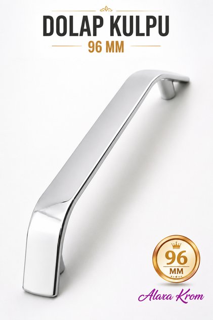 Alara (96 MM - 9.6 CM) Mobilya Mutfak Çekmece Dolabı Dolap Kulpları Kulpu Kulbu Krom Renk Metal