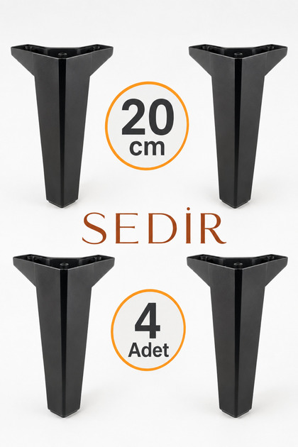 Sedir Lüks Mobilya Kanepe Tv Ünitesi Koltuk Ayağı 20 Cm Siyah Konsol Ayakları 4 Adet
