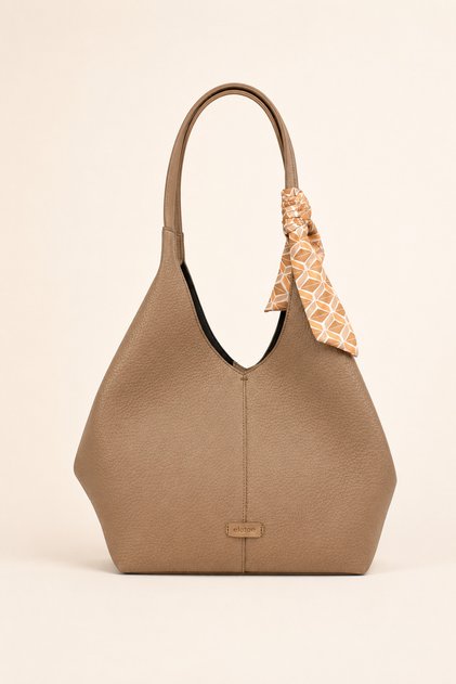 Women's Large Size Shoulder Bag with Scarf Detail, Large Volume, 2 Different Usage Tote Bags Elt07