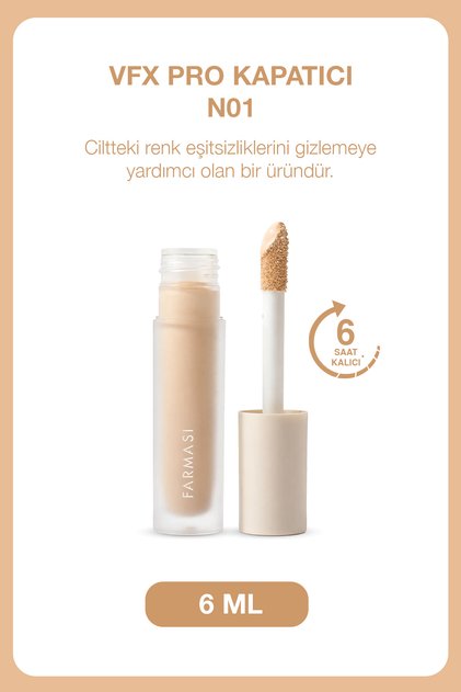 VFX Pro Likit Concealer N01 6 ml | Hyalüronik Asit İçeren Aydınlık Görünüm Veren Kapatıcı
