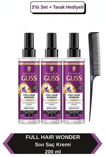 Full Hair Wonder Dökülme Karşıtı Sıvı Saç Kremi 200 mlx3 Adet