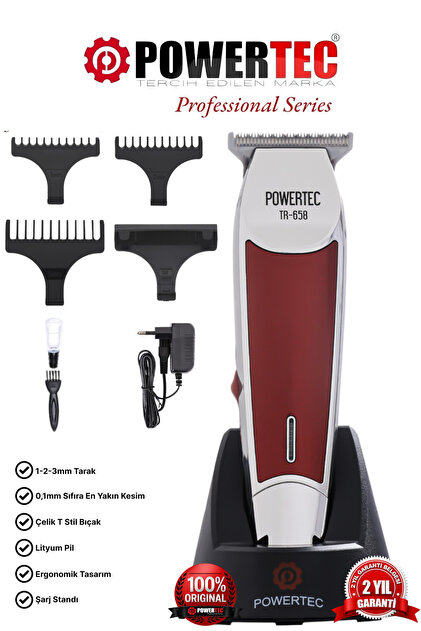 Powertec TR-658 Şarjlı Tıraş Makinesi | Sakal, Ense, Saç Kesim