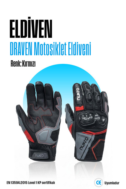 Nukro DRAVEN 3 Mevsim Deri Eldiven – Kırmızı
