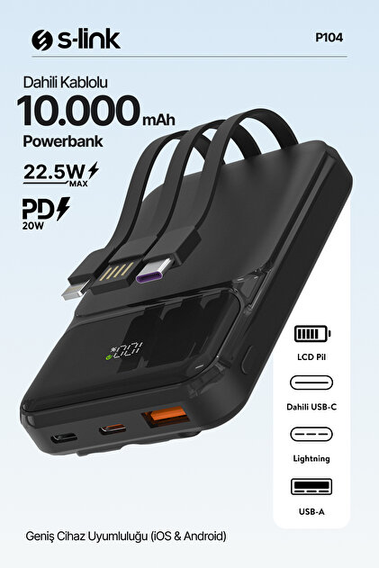 shaza 20.000 Mah 22.5W Kendinden Kablolu Taşınabilir Şarj Cihazı