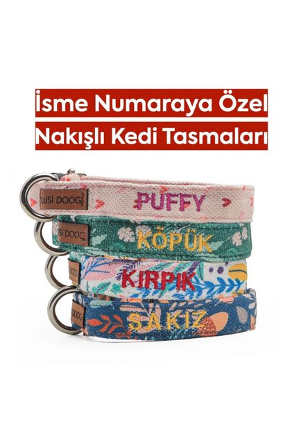 Kedi Boyun Tasması Kedi Tasması Desenli Kişiye Özel Isimli Kedi Tasması (CHARM DAHİL DEĞİL)