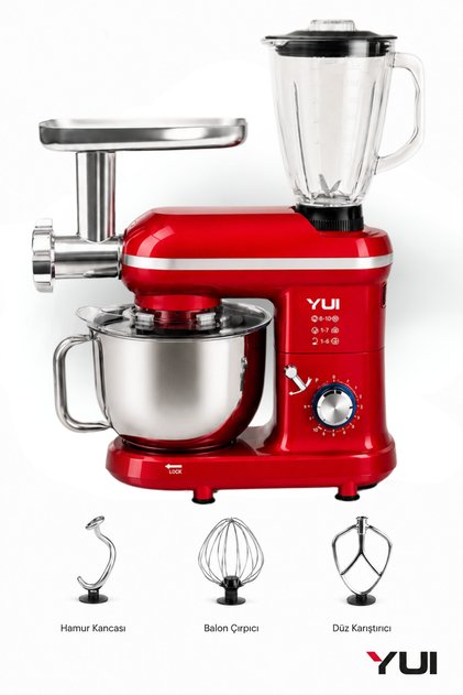 M120 Multi-fonksiyonel 3'ü Bir Arada Stand Mikser Kıyma Setli Ve Blender Özellikli Kırmızı
