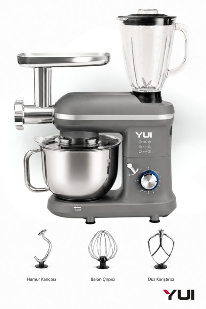 M120 Multi-fonksiyonel 3'ü Bir Arada Stand Mikser Kıyma Setli Ve Blender Özellikli Gri