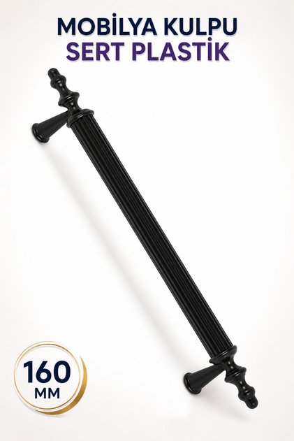 (SERT PLASTİK) Polavit 160 Mm Siyah Mobilya Mutfak Çekmece Dolap Kapak Dolabı Kulpu Kulbu Kulpları