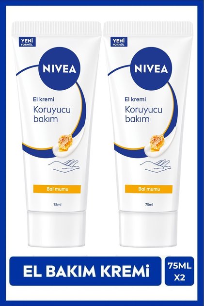 Koruyucu El Bakım Kremi Bal Mumu 75ml, Nemlendirici, Yağlı His Bırakmaz, Gül Kokusu, X2 Adet