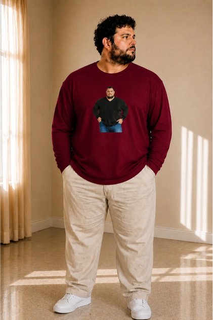Men's Large Size Long Sleeve Man Printed t Shirt 3XL 4XL 5XL 6XL 7XL 8XL 9XL