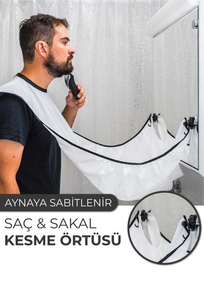 Aynaya Sabitlenebilir Saç Sakal Kesme Örtüsü Traş Önlüğü