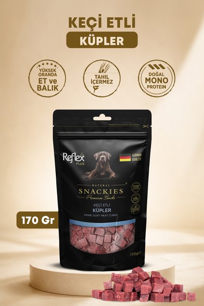 Plus Snackies Natural Keçi Etli Küpler Premium Köpek Ödül Maması 170g