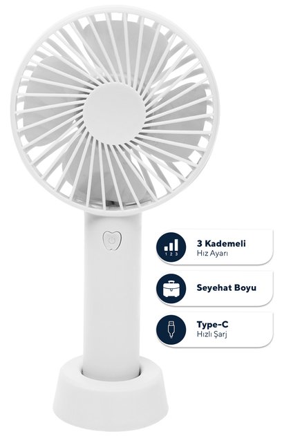 Şarj Edilebilir Mini El Vantilatörü | Type-C Şarjlı | 3 Kademeli | 400 mAh HFF-01C