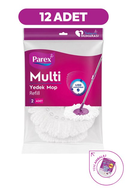 Parex Multi Yedek Mop 2'li Paket (Sapsız) 12li Set Toplam 24 Mop