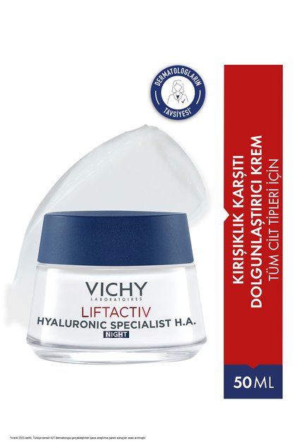Liftactiv Tüm Cilt Tipleri İçin Hyalüronik Asit İçeren Dolgunlaştırıcı Gece Bakım Kremi 50 ml