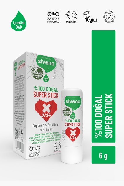 %100 Doğal Süper Stick Anlık Yatıştırıcı Onarıcı Organik Yalancı İğde Yağlı Bitkisel 6 gr