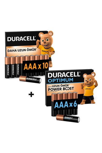 Optimum AAA Alkalin Kalem Pil 6’lı Paket + AAA Alkalin Kalem Pil 10'lu Paket
