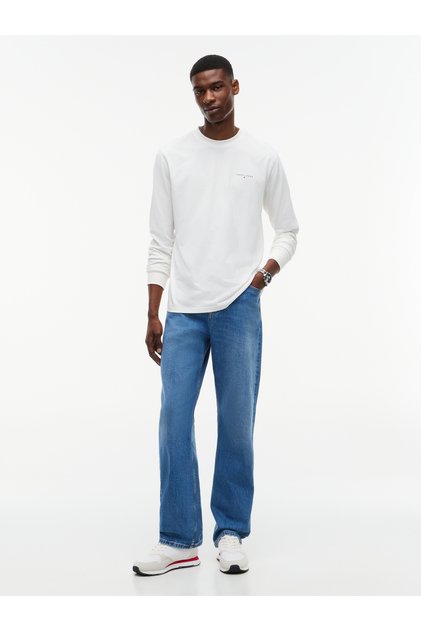 DM0DM21594 TJM TRICOU CU BRĂȚI LINEARE ȘI PIEPTER SLIM E YBL Ecru