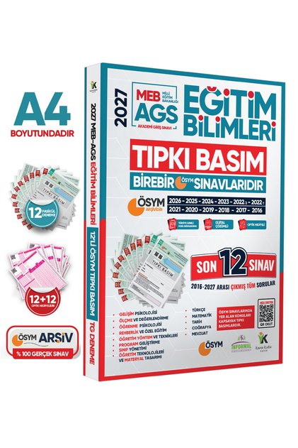 2027 MEB AGS EĞİTİM BİLİMLERİ ÖSYM Çıkmış Soru Tıpkı Basım Kitapçıkları 12li Deneme Paketi