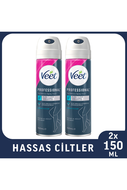 Professional Tüy Dökücü Krem Sprey Bacak&Vücut Bölgesi Hassas Ciltler 150ml x2