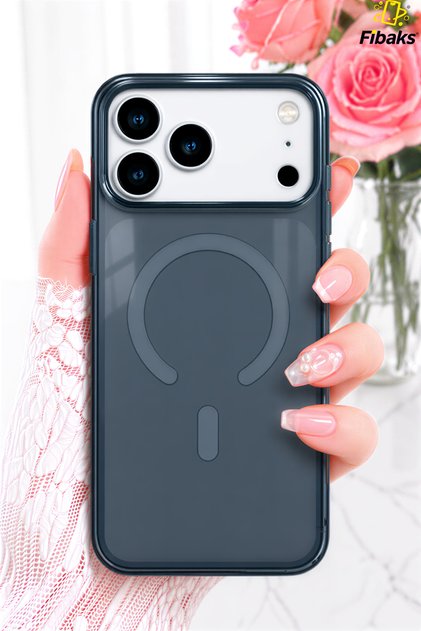 iPhone 17 Pro/18 Pro Clear Navy Blue Transparent Slim Translucent Hard Impact Protection Magsafe Case