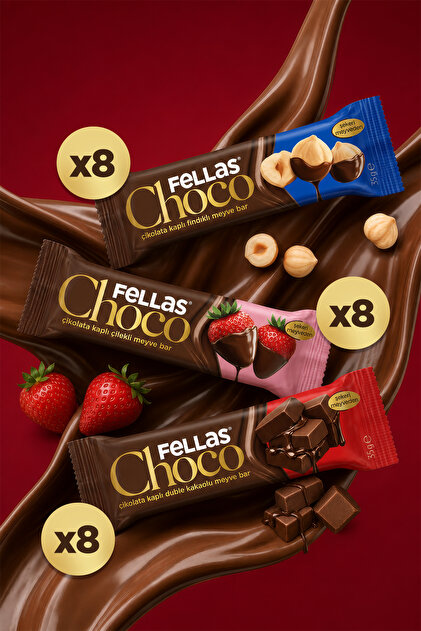 Choco - Çikolata Kaplı Meyve Bar 35gr Karma Kutu 3 Çeşit (12 Adet) x 2
