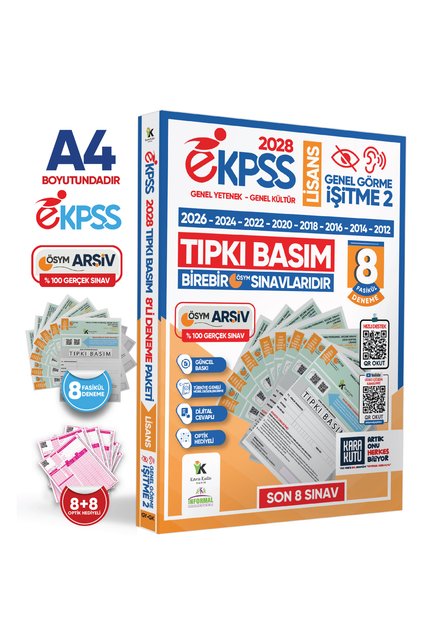 2028 EKPSS Lisans Genel Görme İşitme-2 ÖSYM Çıkmış Soru Tıpkı Basım 8li Kitapçık TG Deneme Paketi