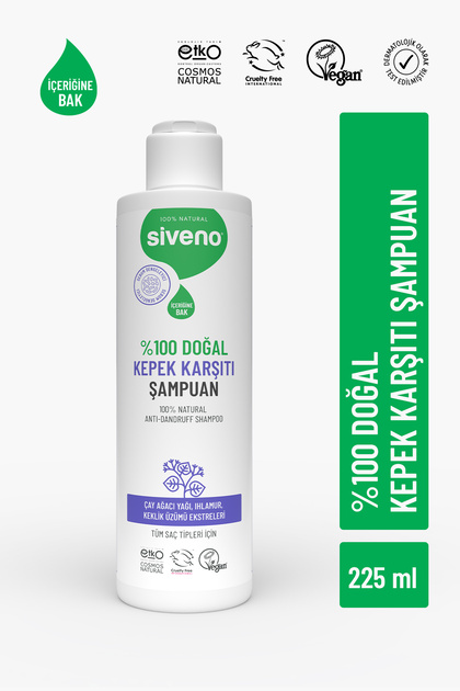 %100 Doğal Kepeğe Karşı Etkili Şampuan Yağlı Saçlar İçin Çay Ağacı Özlü 225 ml