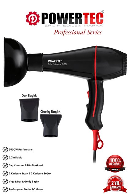 TR-601 + Difüzör Hacimlendirici Başlık Profesyonel Saç Kurutma & Fön Makinesi( Kuaförlerin Tercihi)