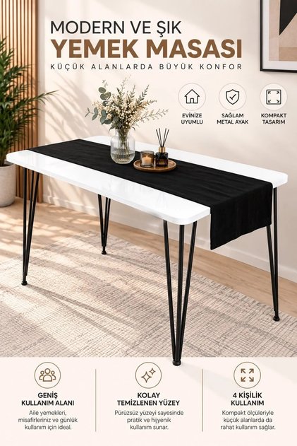 Bambeds 60x90 Beyaz Masa Balkon Masası Ders Calısma Masası