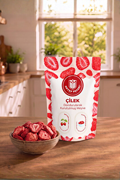 菓子 A Antep Pazarı Çilek Kuru Meyve Cipsi - Dondurularak Kurutulmuş